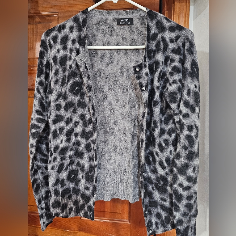 Apt 9 Women's S Cashmere Leopard Cardigan